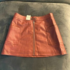 Free People 12 Faux Leather Red Berry Mini skirt